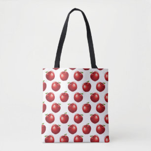 Bolso De Tela Patrón de Apple sin costuras de color rojo caricat