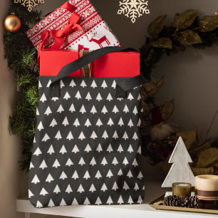 Bolso De Tela Patrón de árbol de escáner   Blanco y negro Minima