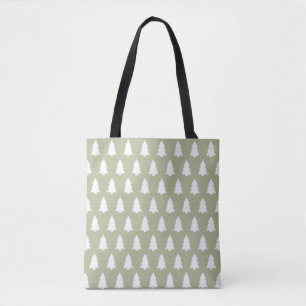 Bolso De Tela Patrón de árbol de Navidad verde blanco festivo