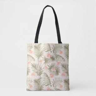 Bolso De Tela Patrón de árbol de palmas hisbiscus tropical