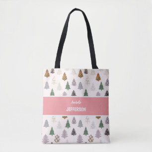 Bolso De Tela Patrón de árboles de navidad con patrón plasmado M
