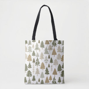 Bolso De Tela Patrón de árboles navideños modernos