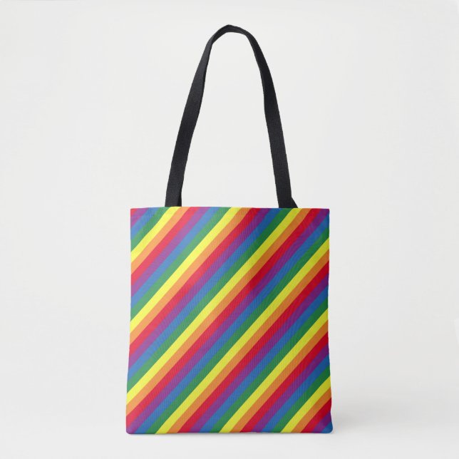 Bolso De Tela Patrón de arco iris diagonal (Anverso)