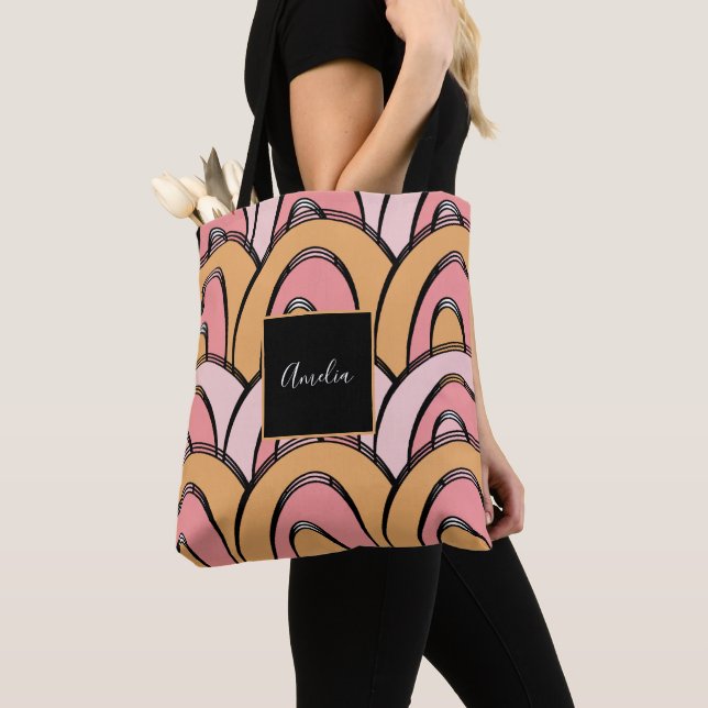 Bolso De Tela Patrón de arcoíris divertidos naranja rosa   (Detalle)