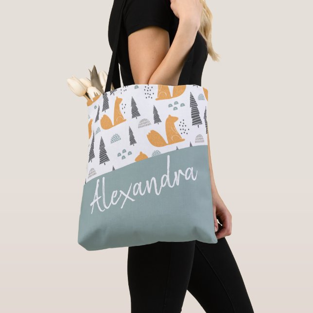 Bolso De Tela Patrón de ardilla fina Verde Personalizado (Detalle)
