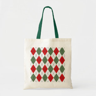 Bolso De Tela Patrón de arglos verde y rojo
