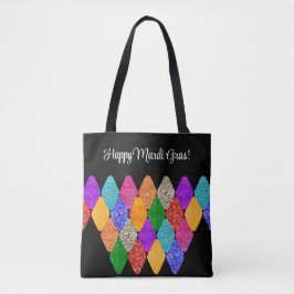 Bolso De Tela Patrón de Arlequín Moderno Brillante Mardi Gras