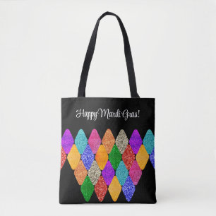 Bolso De Tela Patrón de Arlequín Moderno Brillante Mardi Gras