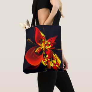Bolso De Tela Patrón de arte abstracto moderno floral amarillo r