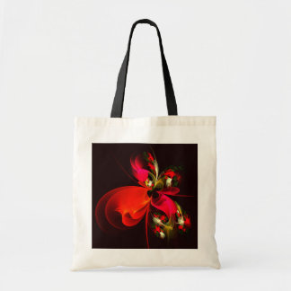 Bolso De Tela Patrón de arte abstracto rojo verde floral moderno