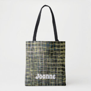 Bolso De Tela Patrón de arte de líneas de cuadrícula amarillas