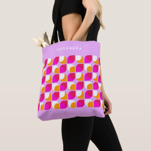 Bolso De Tela Patrón de Arte Retro de Color Naranja Rosa Brillan