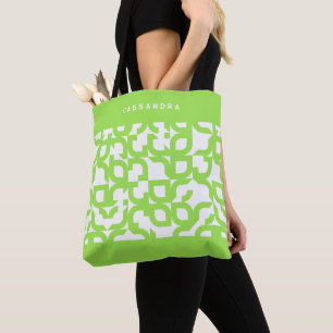 Bolso De Tela Patrón de Arte Retro Verde Lima Verano Brillante P
