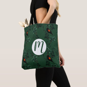 Bolso De Tela Patrón de ave negra de ala roja