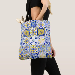 Bolso De Tela Patrón de baldosas portuguesas 