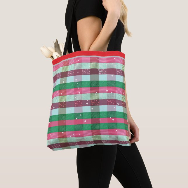 Bolso De Tela Patrón de bandas de Navidades clásicos (Detalle)