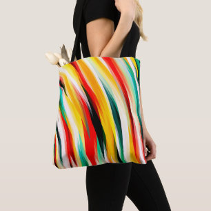 Bolso De Tela Patrón de bandas multicolor