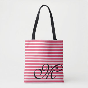 Bolso De Tela Patrón de bandas rojas monograma