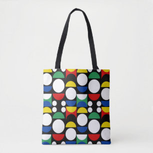 Bolso De Tela Patrón de Bauhaus Escandinavo Negro a Mediados del