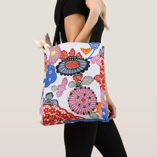 Bolso De Tela Patrón de Bingata: Pequeñas flores de cerezo ... (Detalle)