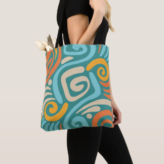 Bolso De Tela Patrón de bobina en espiral audaz de color azul ve