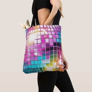 Bolso De Tela Patrón de bola de disco rosado