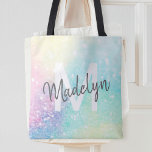 Bolso De Tela Patrón de Bonito glamuroso y colorido purpurina<br><div class="desc">Moda estética de fondo purpurina bokeh de bonito en hermosos colores pastel,  que puede personalizar con su monograma y/o nombre personalizado.</div>