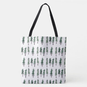 Bolso De Tela Patrón de bosque de pinos acuarela
