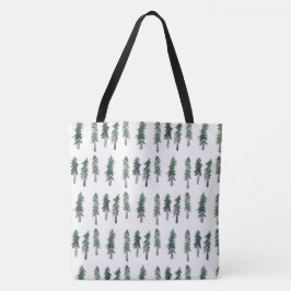 Bolso De Tela Patrón de bosques de pinos acuarelas