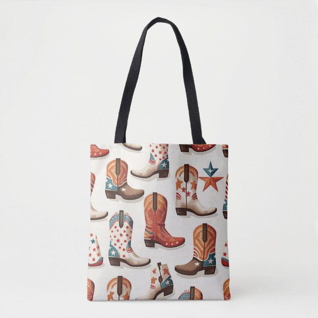 Bolso De Tela Patrón de botas de vaca (Anverso)
