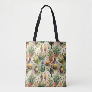 Bolso De Tela Patrón de botellas apotecarias vintage (1)