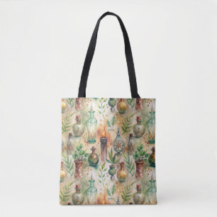 Bolso De Tela Patrón de botellas apotecarias vintage (5)