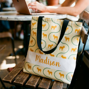 Bolso De Tela Patrón de Bulldog Francés Nombre Personalizado Ama