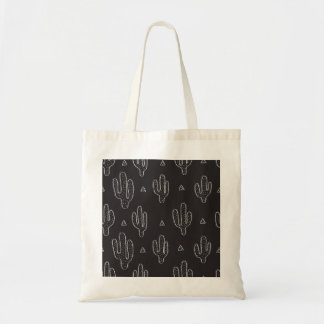 Bolso De Tela Patrón de cactus negro dibujado a mano
