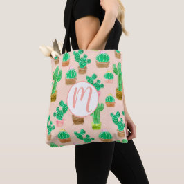 Bolso De Tela Patrón de cactus pulido de mano