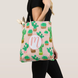Bolso De Tela Patrón de cactus pulido de mano