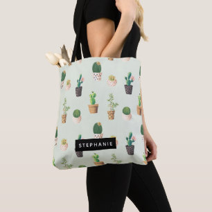 Bolso De Tela Patrón de Cactus Suculento Potable Personalizado
