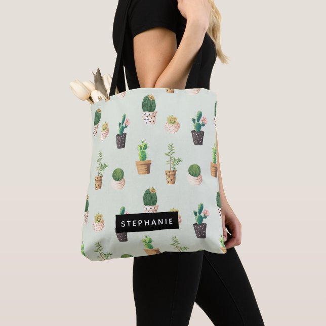 Bolso De Tela Patrón de Cactus Suculento Potable Personalizado (Detalle)