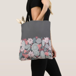 Bolso De Tela Patrón De Cactus Y Plantas Suculentas En Monta Ros