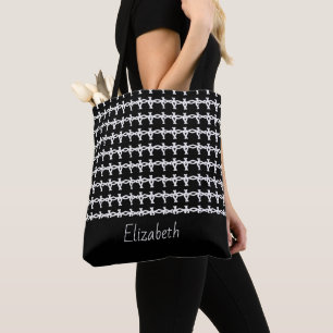 Bolso De Tela Patrón de cadena asombrosa, mínima, negra y blanca