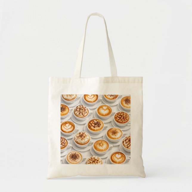 Bolso De Tela Patrón de café cappuccino (Frente)