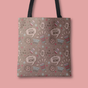 Bolso De Tela Patrón de café juguetón ahora Mocha