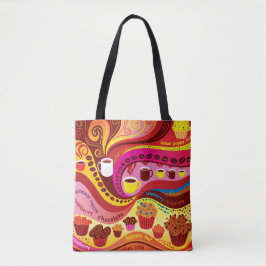 Bolso De Tela Patrón de café y muffins