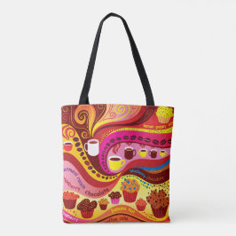 Bolso De Tela Patrón de café y muffins