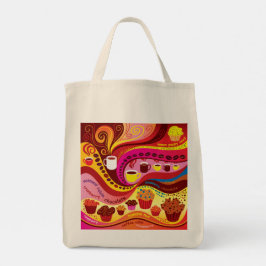 Bolso De Tela Patrón de café y muffins