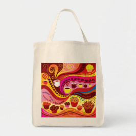 Bolso De Tela Patrón de café y muffins