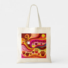 Bolso De Tela Patrón de café y muffins