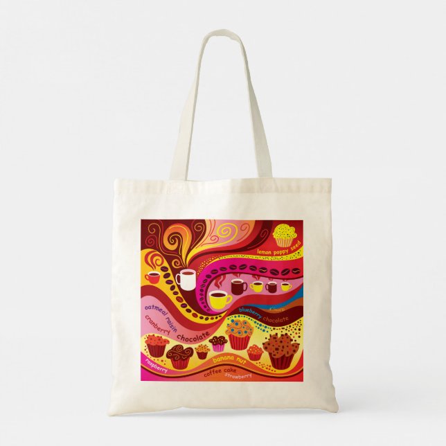 Bolso De Tela Patrón de café y muffins (Reverso)