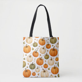 Bolso De Tela Patrón de calabaza acuarela Calabazas de otoño 