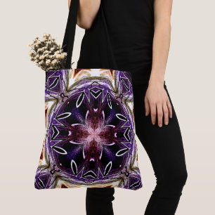 Bolso De Tela Patrón de caleidoscopio cósmico púrpura y magenta
